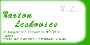 marton leskovics business card